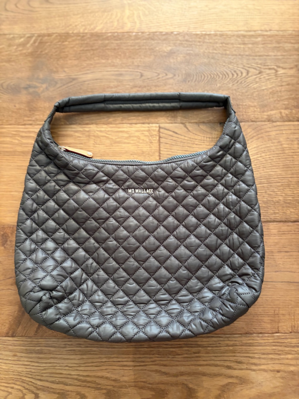 MZ Wallace Quilted Gray Large Hobo Shoulder Bag